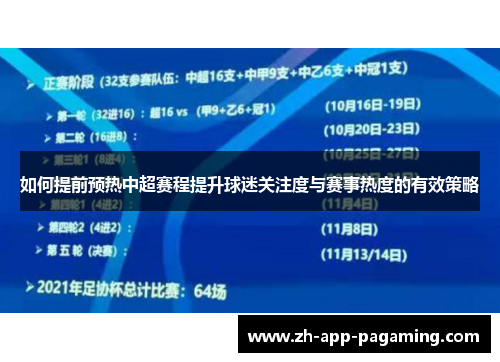 如何提前预热中超赛程提升球迷关注度与赛事热度的有效策略 如何提前预热中超赛程提升球迷关注度与赛事热度的有效策略